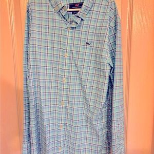 Vineyard Vines Men's Light Blue Checkered Shirt